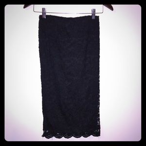 Black midi lace skirt